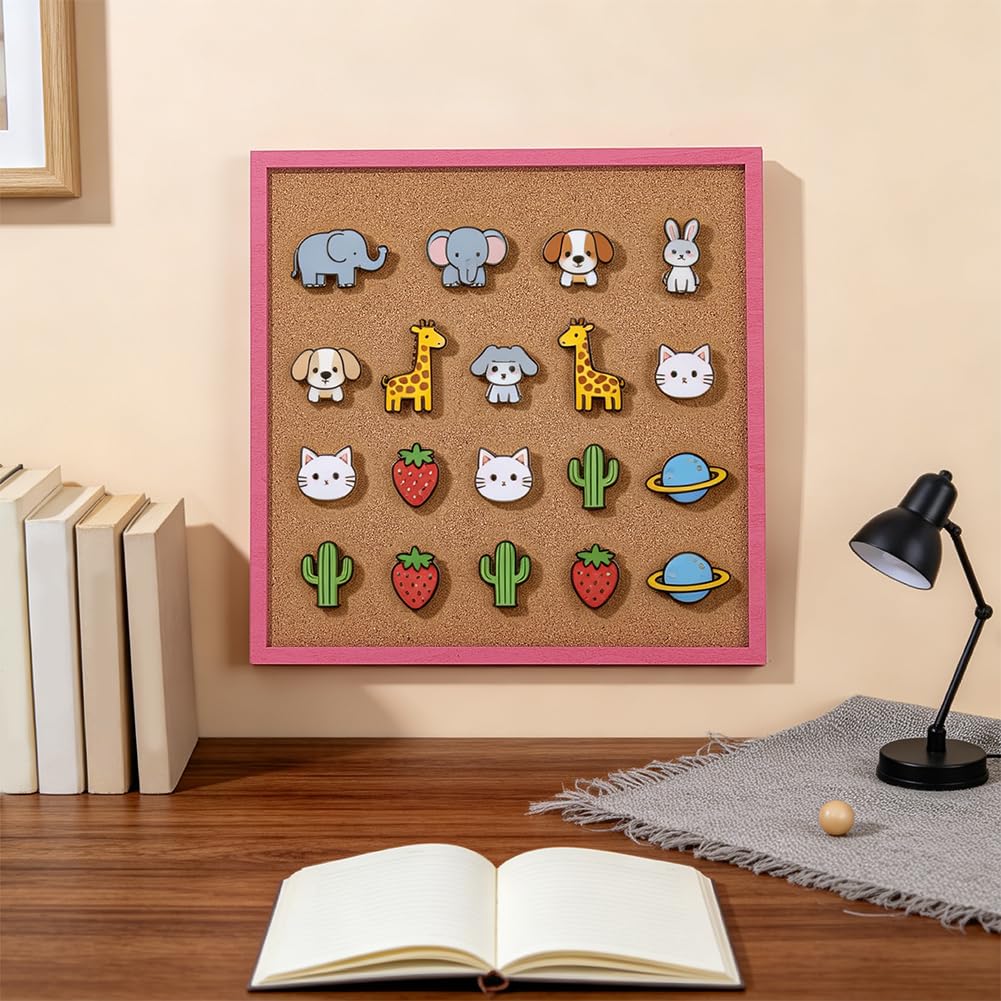 BENECREAT Tableau Liège Rose 30x30cm Cadre Bois Bureau