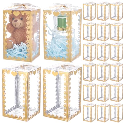 BENECREAT boîtes cadeau transparentes or 70 mm lot 30