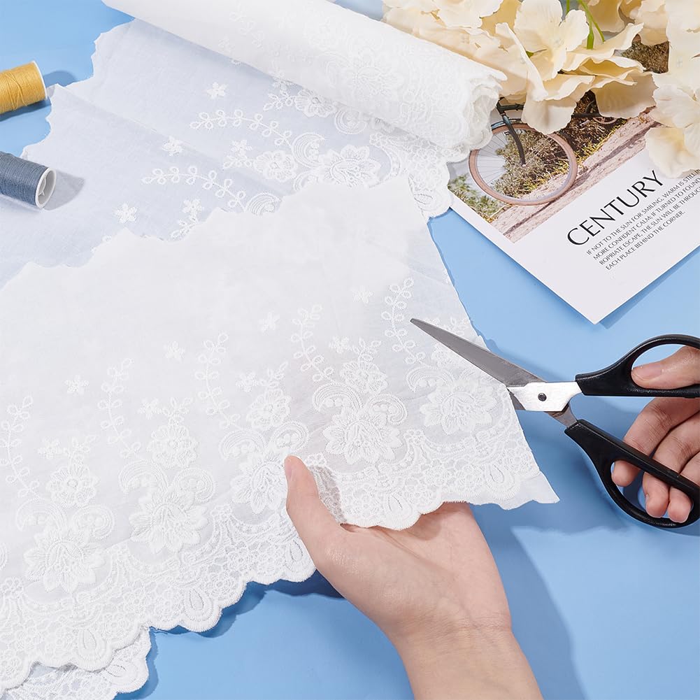 BENECREAT Ruban dentelle coton blanche 2,7m 220mm festonnée