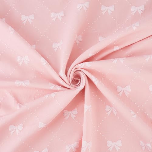 BENECREAT Tissu Jacquard Rose 1m x 154cm Nœuds Polyester