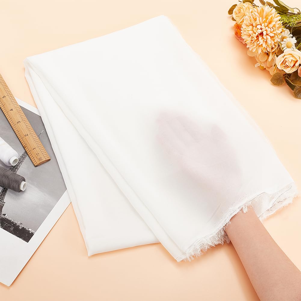 BENECREAT Mousseline tissu blanc 150cmx5m mariage