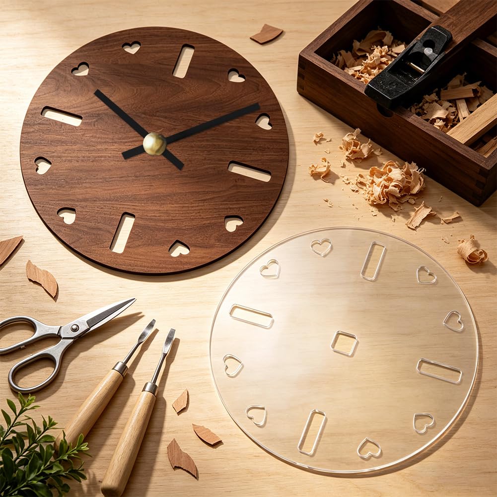BENECREAT Gabarit Fraisage Acrylique Horloge Transparent 25cm 5mm
