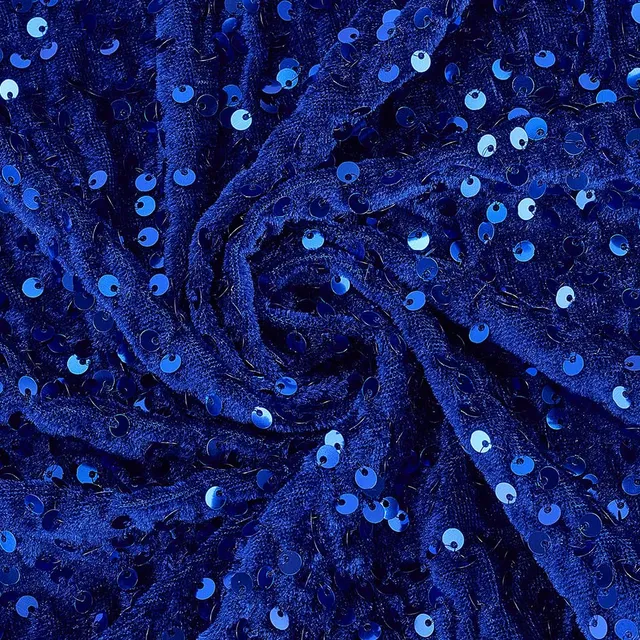 BENECREAT Tissu Velours Séquin Bleu 1,37m Costume Fête