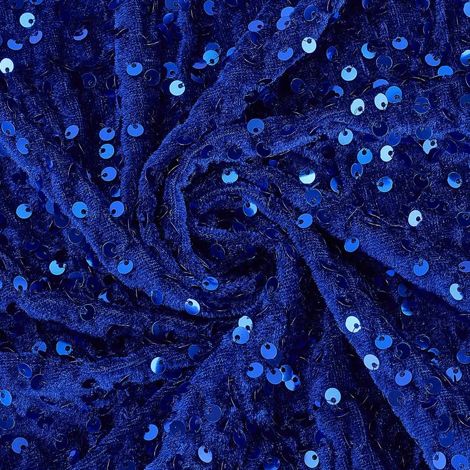 BENECREAT Tissu Velours Séquin Bleu 1,37m Costume Fête