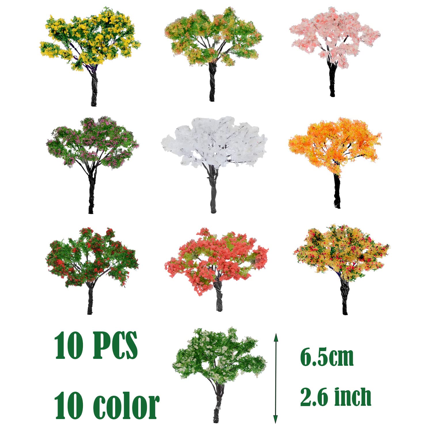 Cayway Arbres miniatures plastique 6,5cm rose x10