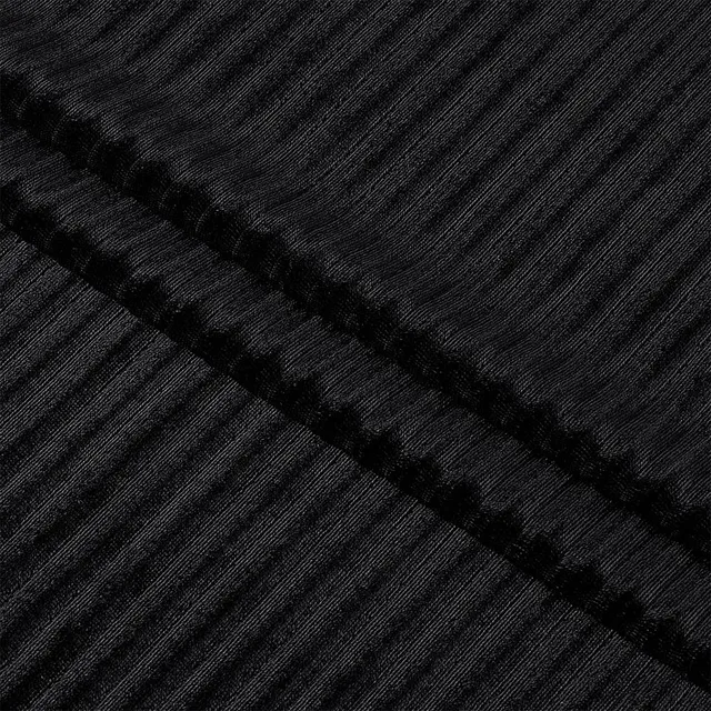 BENECREAT Tissu velours plissé noir 3m x 1.6m polyester
