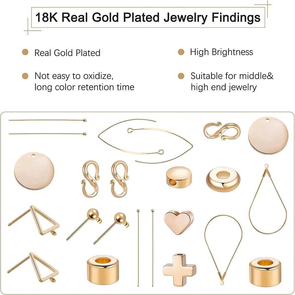 BENECREAT clous boucles d'oreilles plaqué or 18K 16 paires