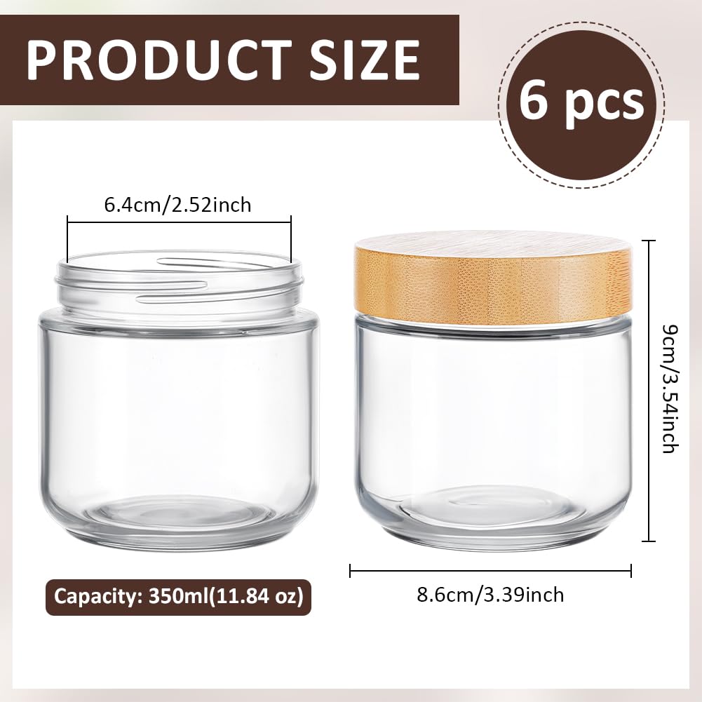 BENECREAT pots verre 350ml couvercle bois mocassin lot 6