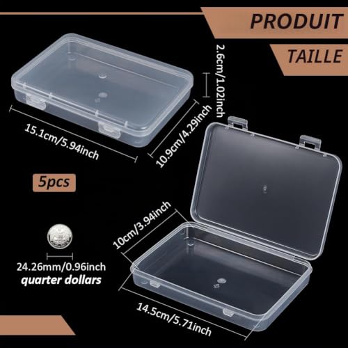 BENECREAT Boîte Rangement Plastique Transparente 5 Pièces