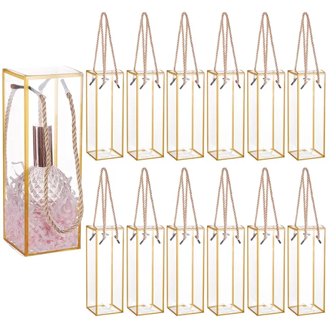 BENECREAT Boîte Dragées Transparente PET 7x7x21cm x20 Doré
