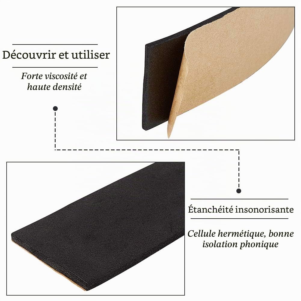 BENECREAT ruban mousse adhésif 40mmx3mm 10m noir isolant
