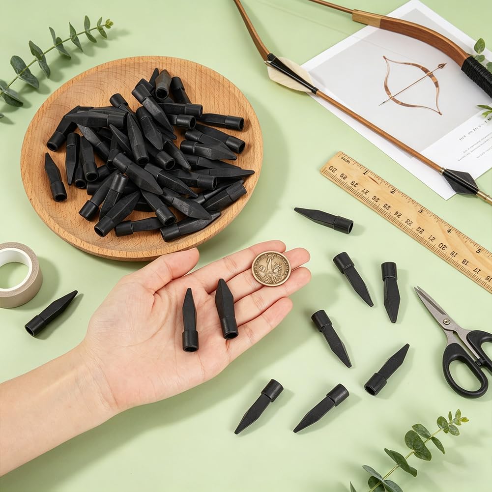 BENECREAT Pointes de Flèche Caoutchouc Noir 8mm Lot de 80