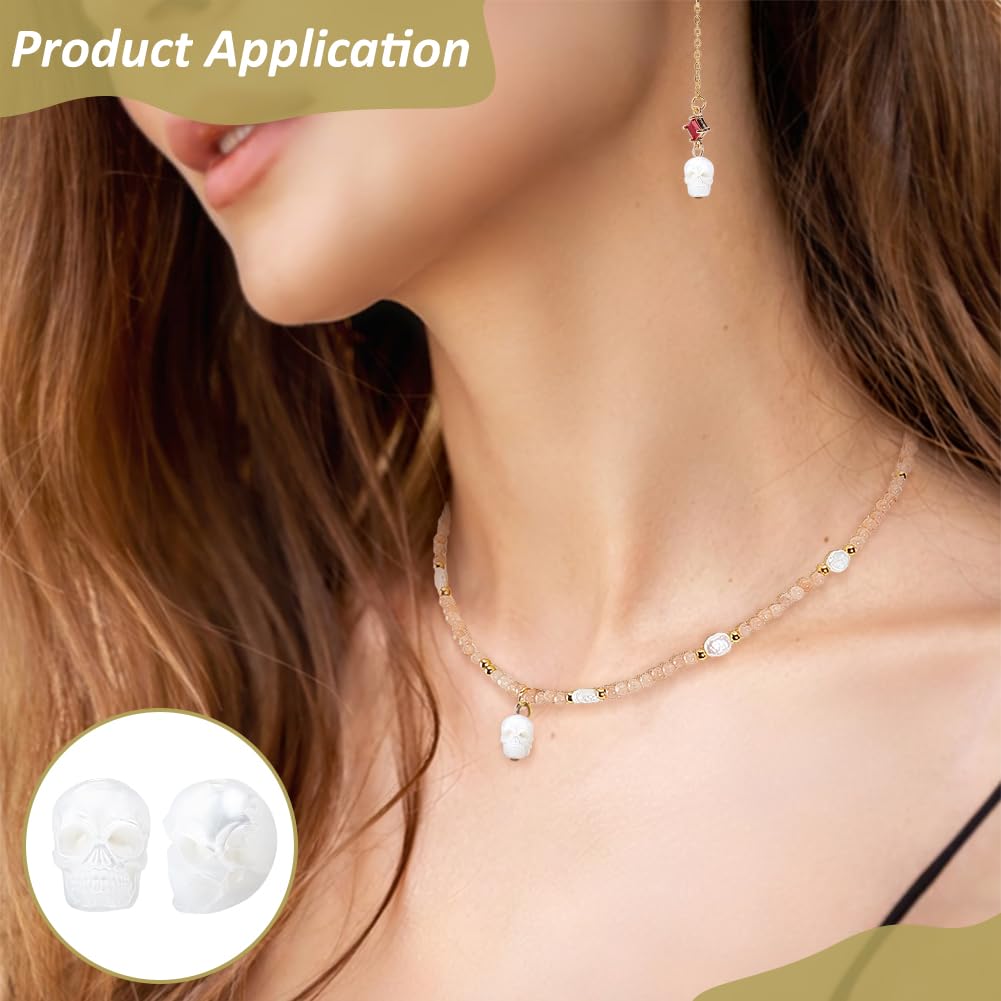 BENECREAT perles crâne nacre 8,5mm lot 2 blanches