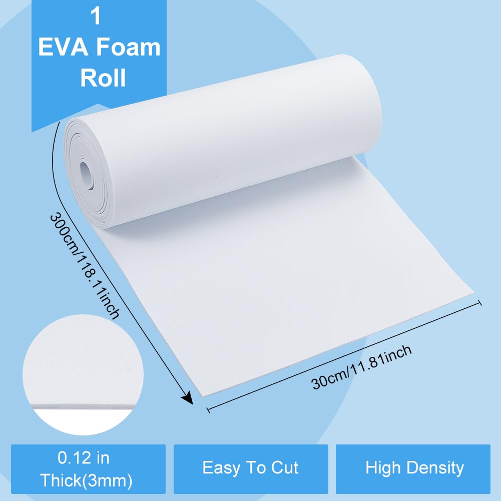 BENECREAT Rouleau Mousse EVA Blanche 3m 30cm 3mm Lisse