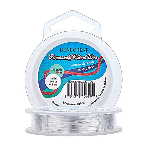 BENECREAT Fil Cuivre Argenté 0,2 mm 160 m Bijoux