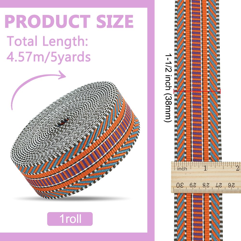 BENECREAT Sangle Jacquard Polyester 4,57m 38mm Violet Foncé