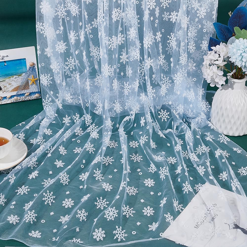 BENECREAT Tulle Flocon de Neige Bleu Clair 100x176 cm