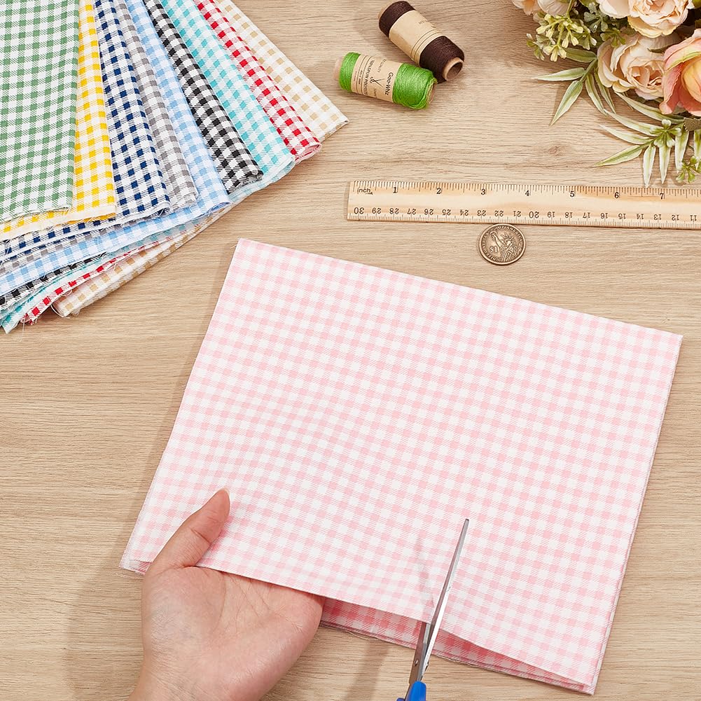 BENECREAT coupon tissu coton vichy tartan 80x50 cm lot de 10