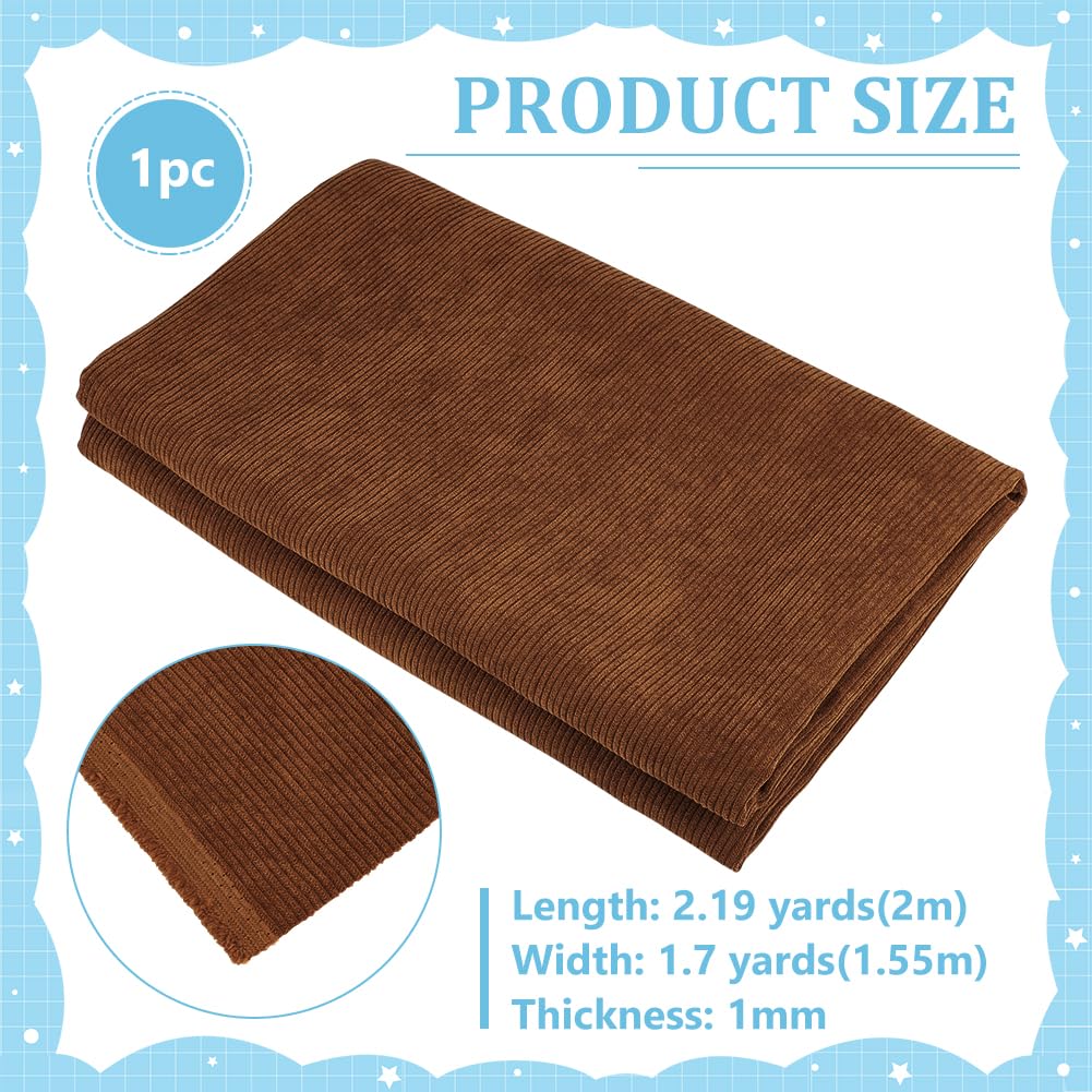 BENECREAT Tissu Velours Côtelé Marron Selle 2x1,55 m