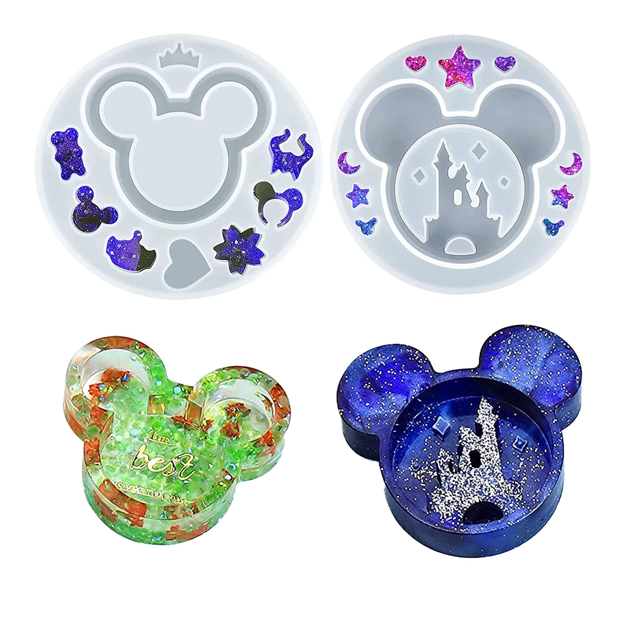 Cayway moule silicone tête souris 2 pcs bijoux paillettes