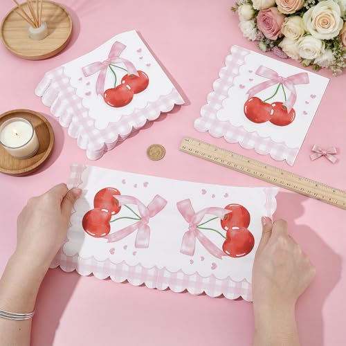 BENECREAT Serviette Table Cerises Rose 320mm Lot 80