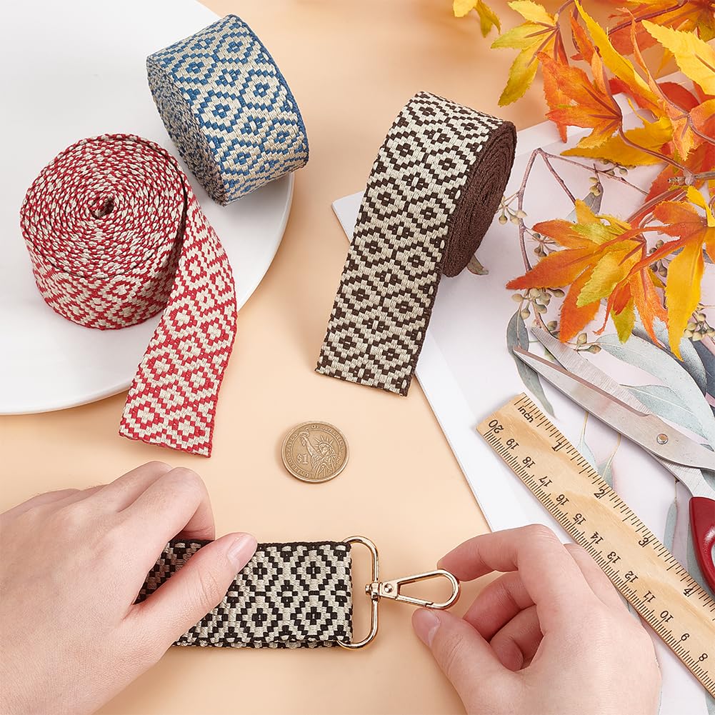 BENECREAT Ruban Jacquard Losange 38mm 4 Couleurs 7,3m