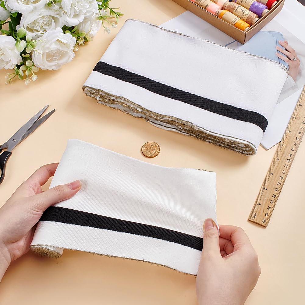 BENECREAT Tissu Côtelé Blanc 91x15cm x6 Polyester Stretch