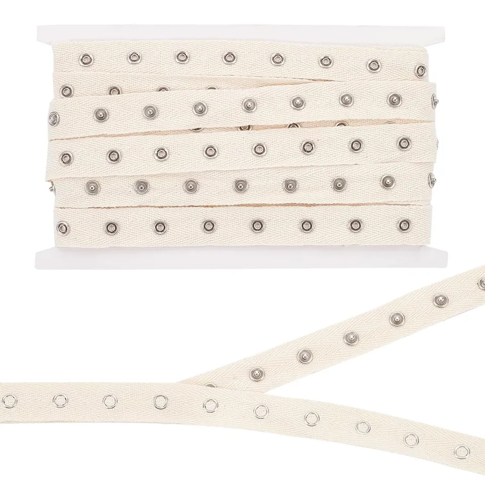 BENECREAT Ruban à Pressions Beige 4,6 m x 20 mm Coton