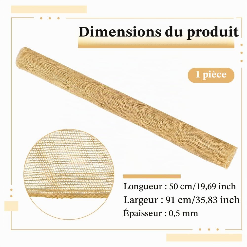 BENECREAT tissu sinamay blé chapellerie 0,5x0,91m