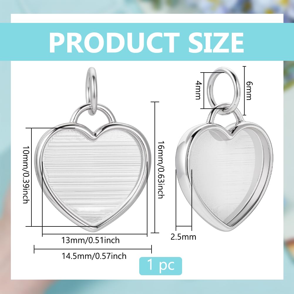 BENECREAT Pendentif cœur argent 925 blanc avec anneau