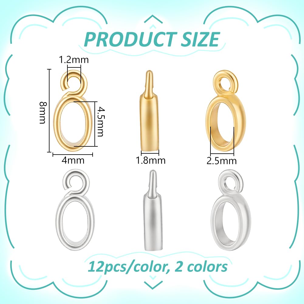 BENECREAT Attaches Pendentif Ovales Métal 2 Couleurs 24pcs