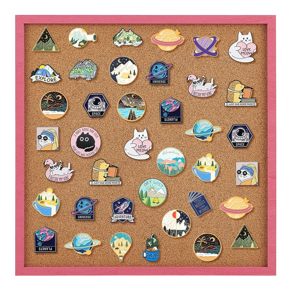 BENECREAT Tableau Liège Rose 30x30cm Cadre Bois Bureau