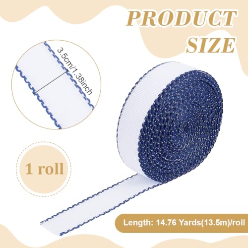 BENECREAT Ruban Aïda broderie 13,5 m bleu Prusse 35 mm