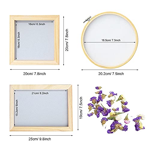 Cayway kit fabrication papier 9 pièces 3 cadres bois fleurs séchées