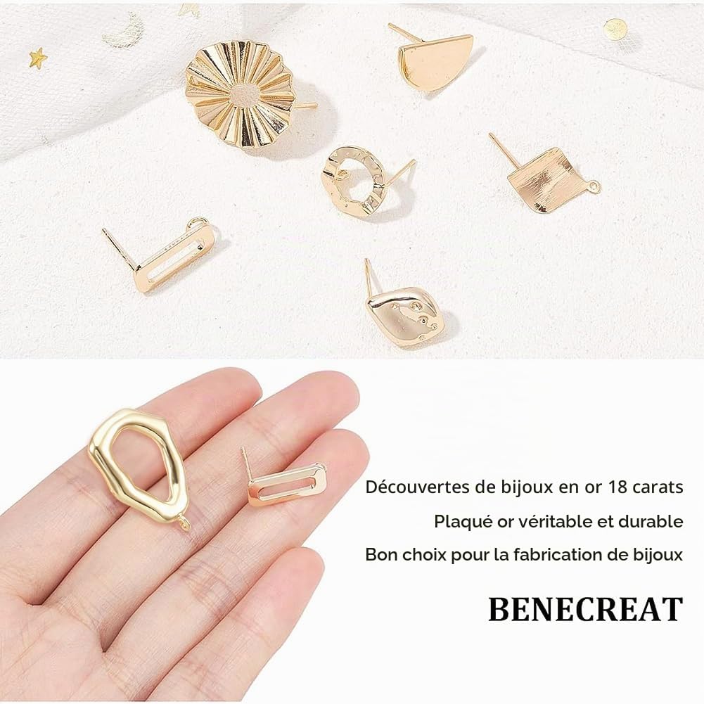 BENECREAT clous boucles d'oreilles plaqué or 18K 16 paires