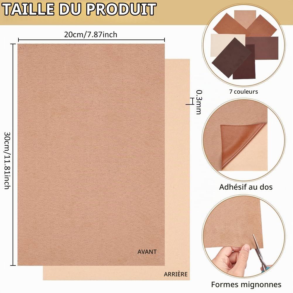 BENECREAT Patch Réparation Suédine Marron 30x20 cm x7