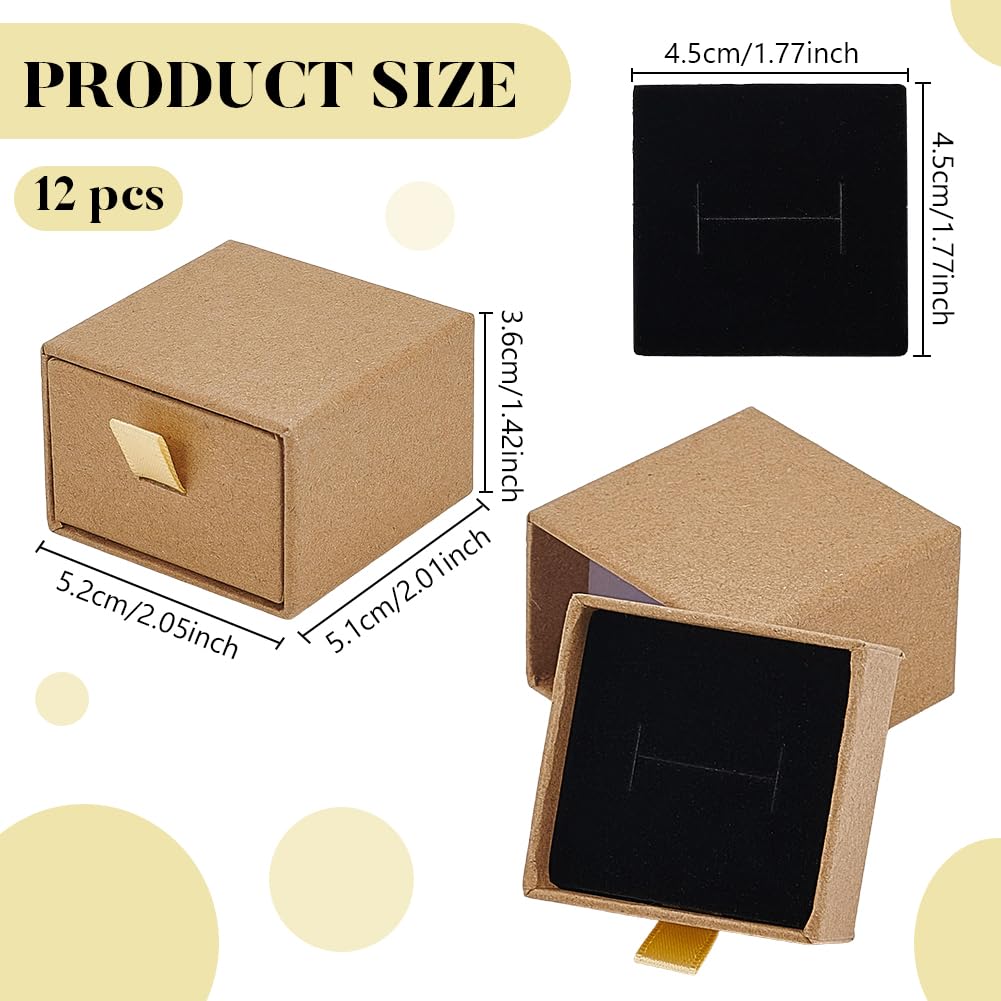 BENECREAT boîtes bijoux tiroir tan 5 cm lot 12 carton