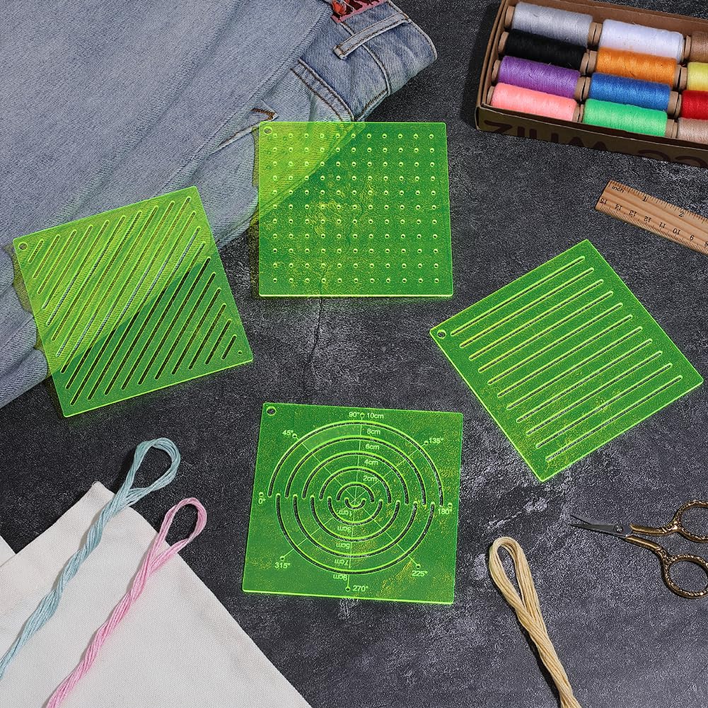 BENECREAT Pochoirs sashiko acrylique 119,5mm lot 4 vert