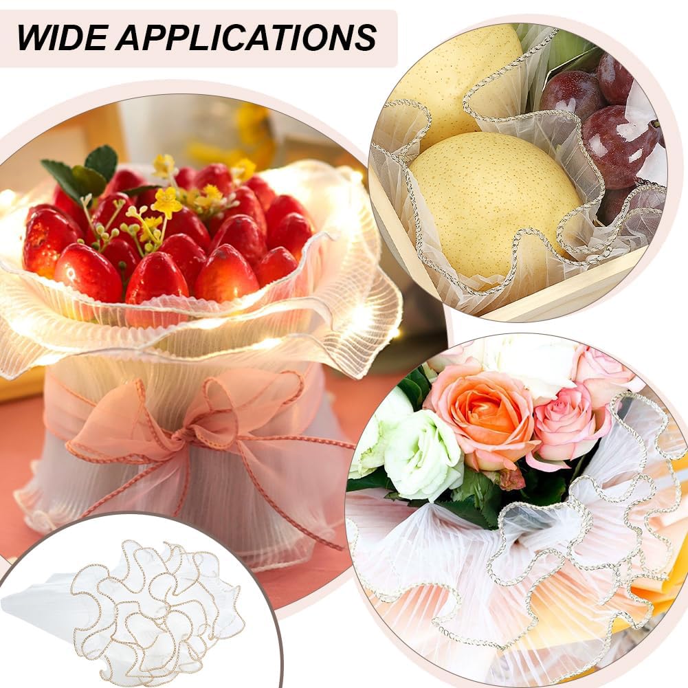 BENECREAT Papier Maille Emballage Fleurs Blanc 28cm 3,6m