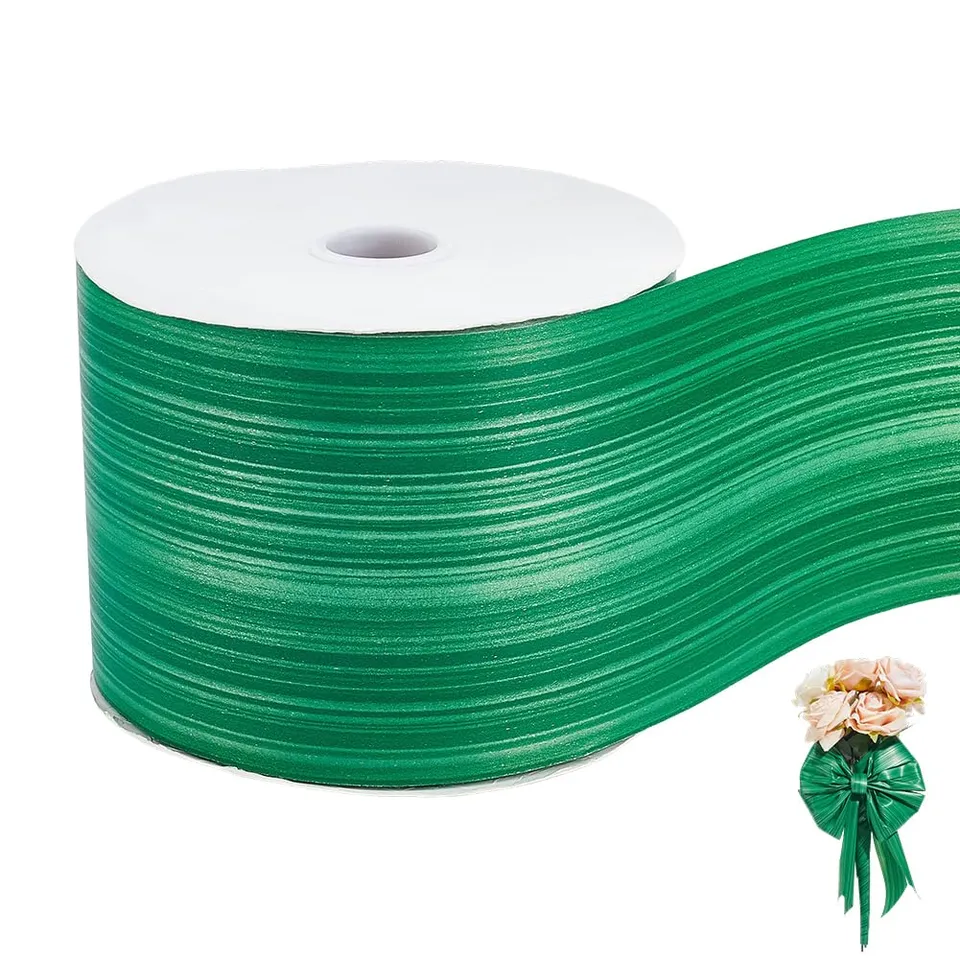 BENECREAT ruban satin fleuriste argenté 10 cm x 100 m