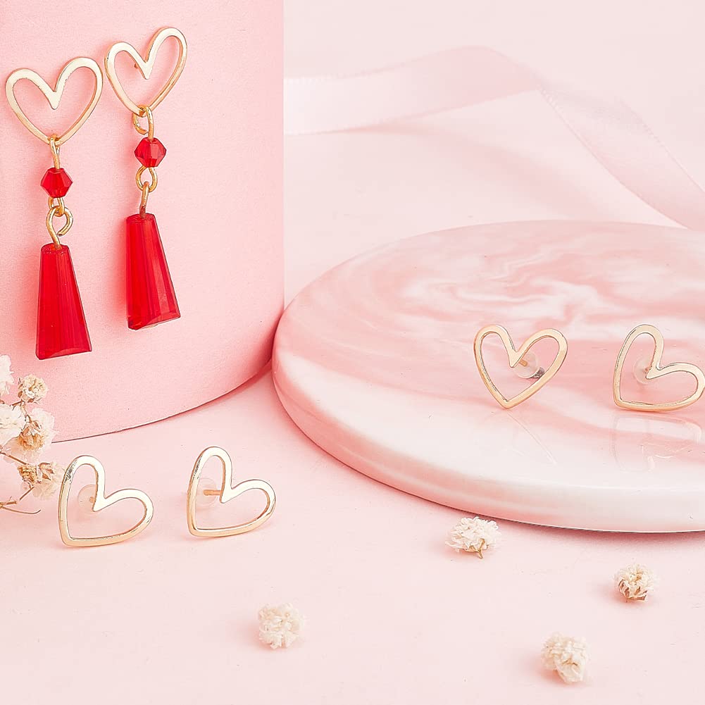 BENECREAT Clous d'oreilles cœur plaqué or 18K 16 pcs