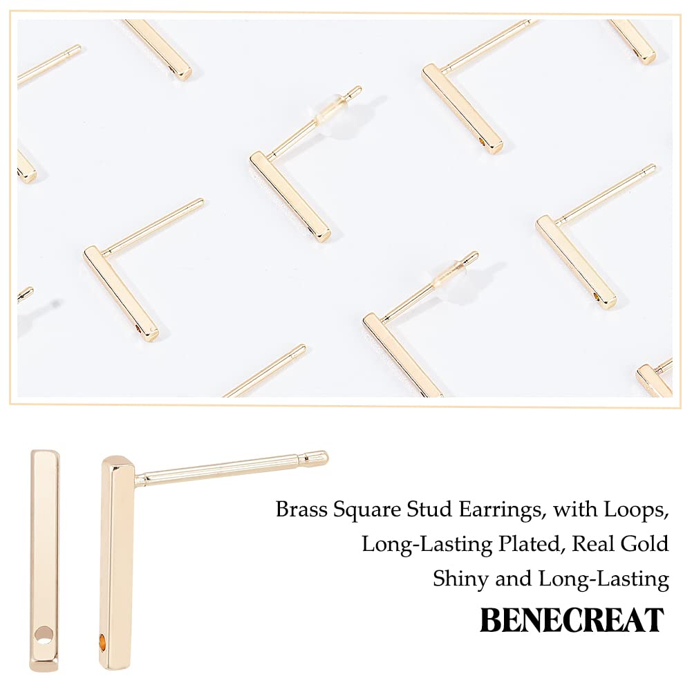 BENECREAT tiges boucles rectangulaires dorées 30 pcs