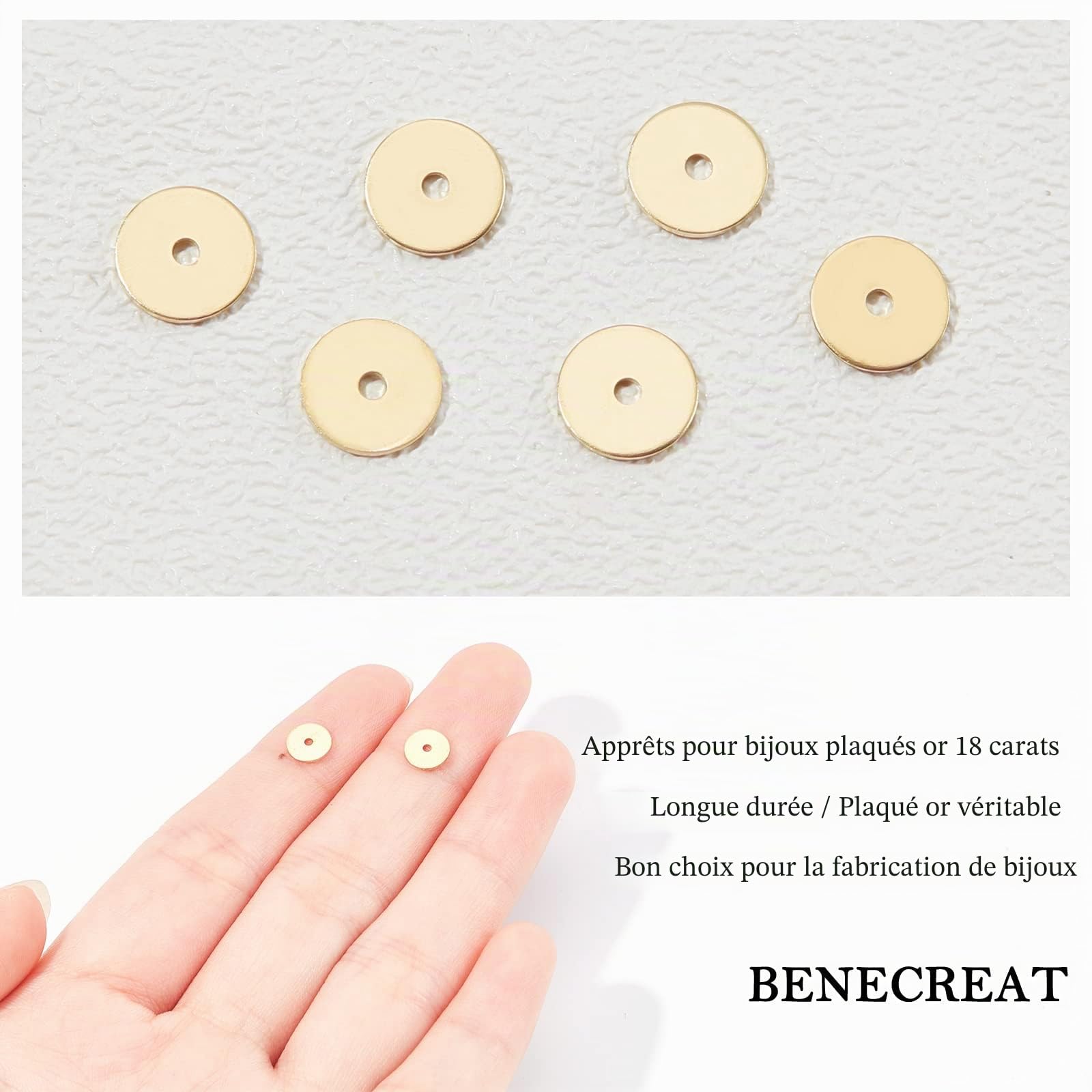 BENECREAT perles disque 6x0.5 mm dorées 500 pcs