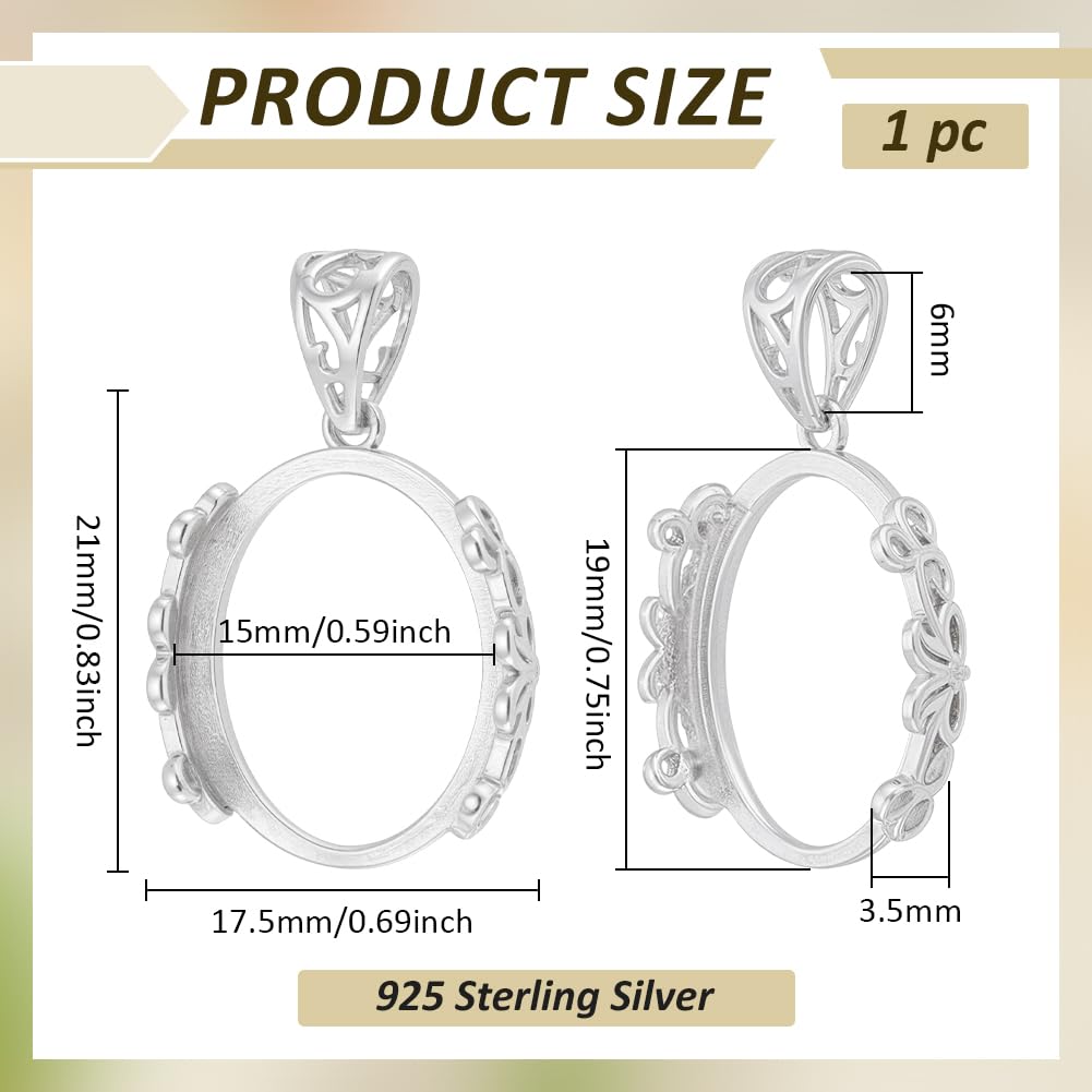 BENECREAT 925 plateau pendentif argent ovale 15x19mm