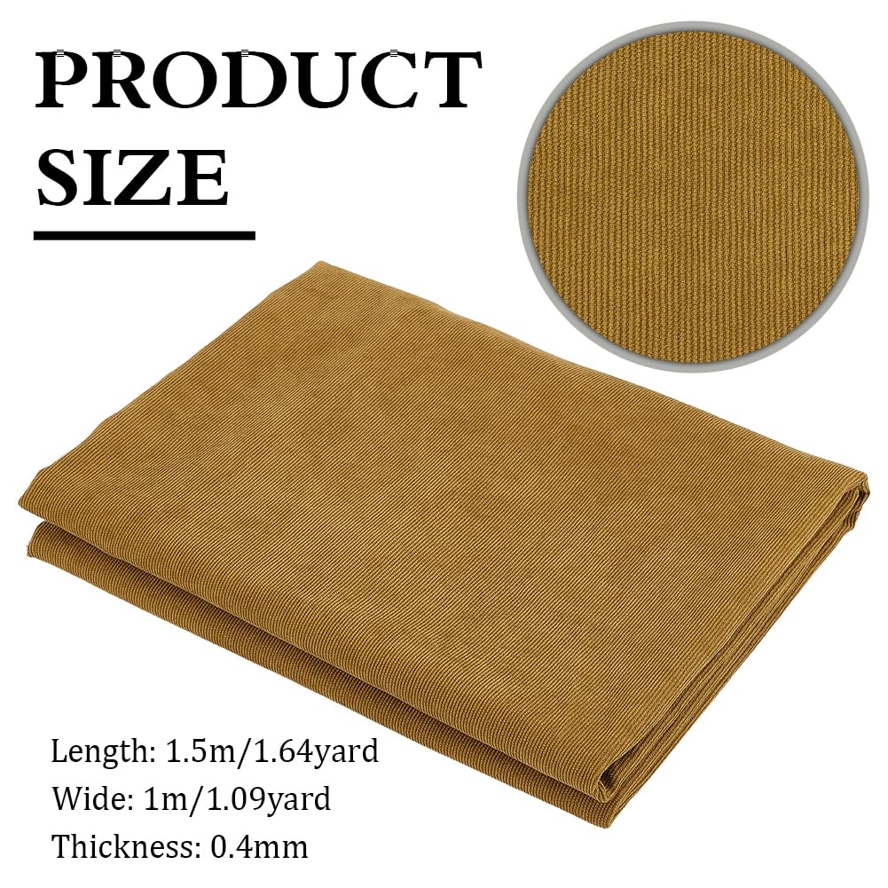 BENECREAT Tissu Velours Côtelé Moutarde 1x1,5 m