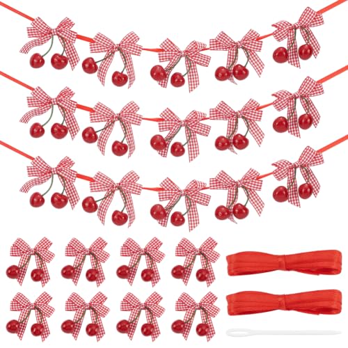 BENECREAT Cerise et Nœud décoration suspendue FireBrick 24 pcs