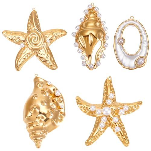 BENECREAT Charms océan acier doré 5 pcs étoile mer