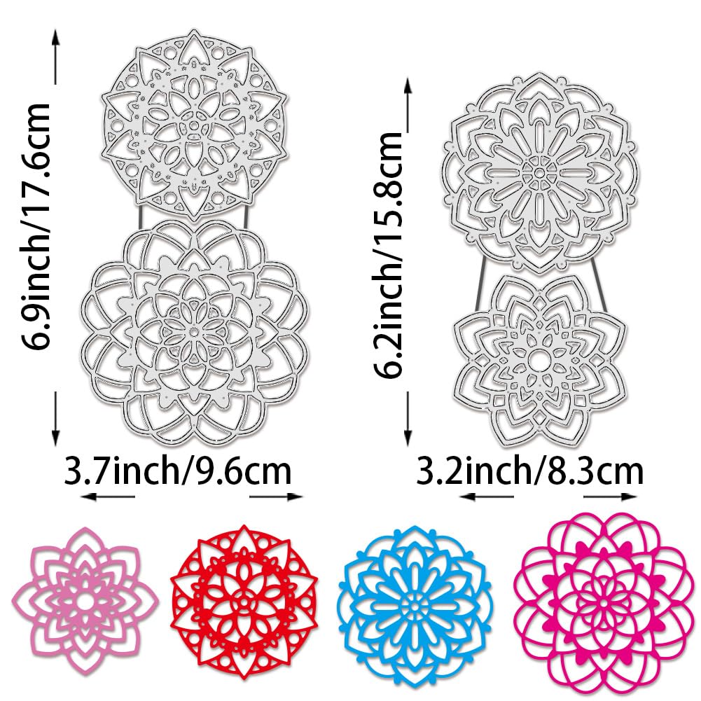 BENECREAT Matrices de Découpe Fleur Mandala 3D en Couches