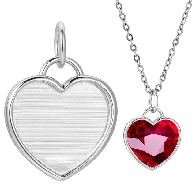 BENECREAT Pendentif cœur argent 925 blanc avec anneau