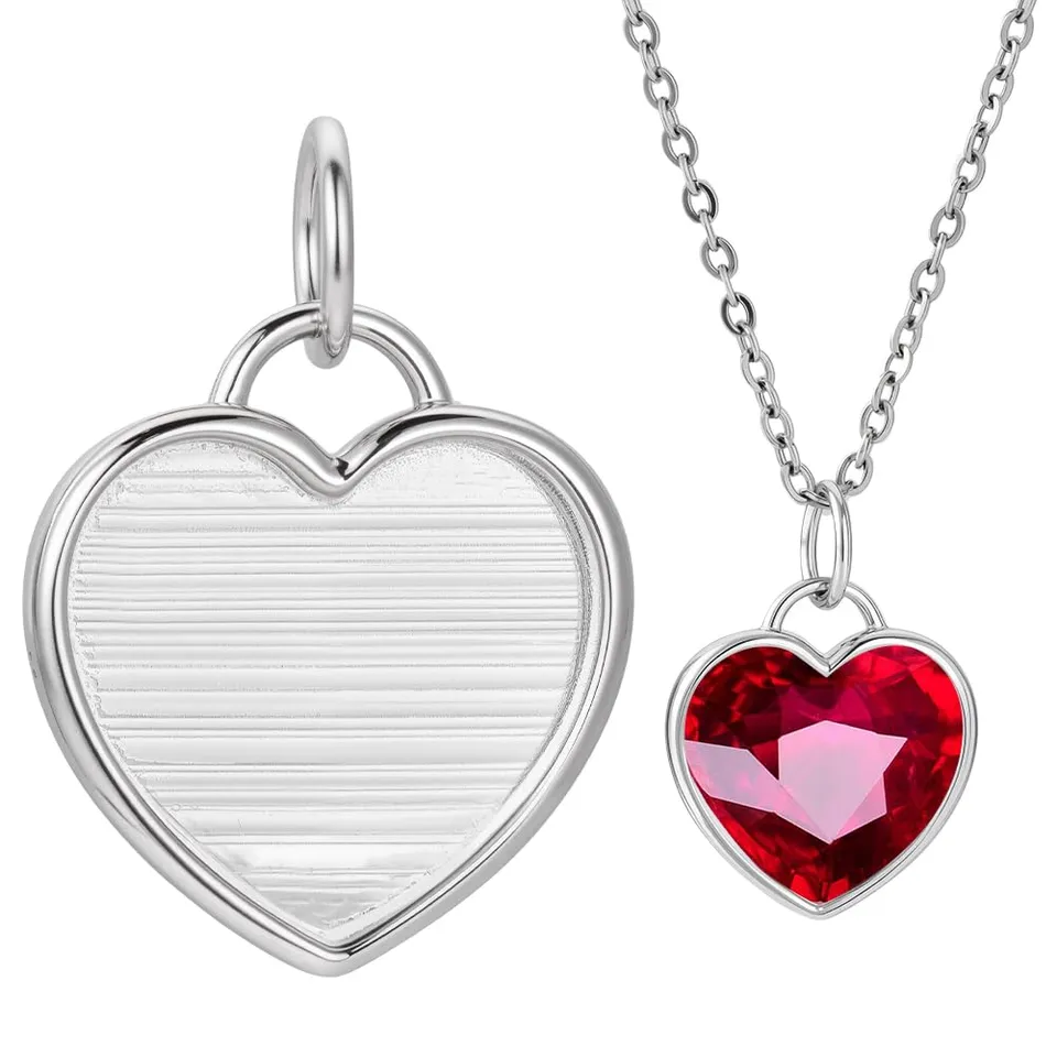 BENECREAT Pendentif cœur argent 925 blanc avec anneau